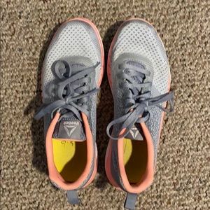 Pink/grey gently worn Reebok sneakers